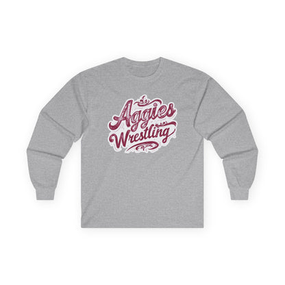 Adult Long Sleeve Tee \ Hamilton Aggies Wrestling \ HAWG2