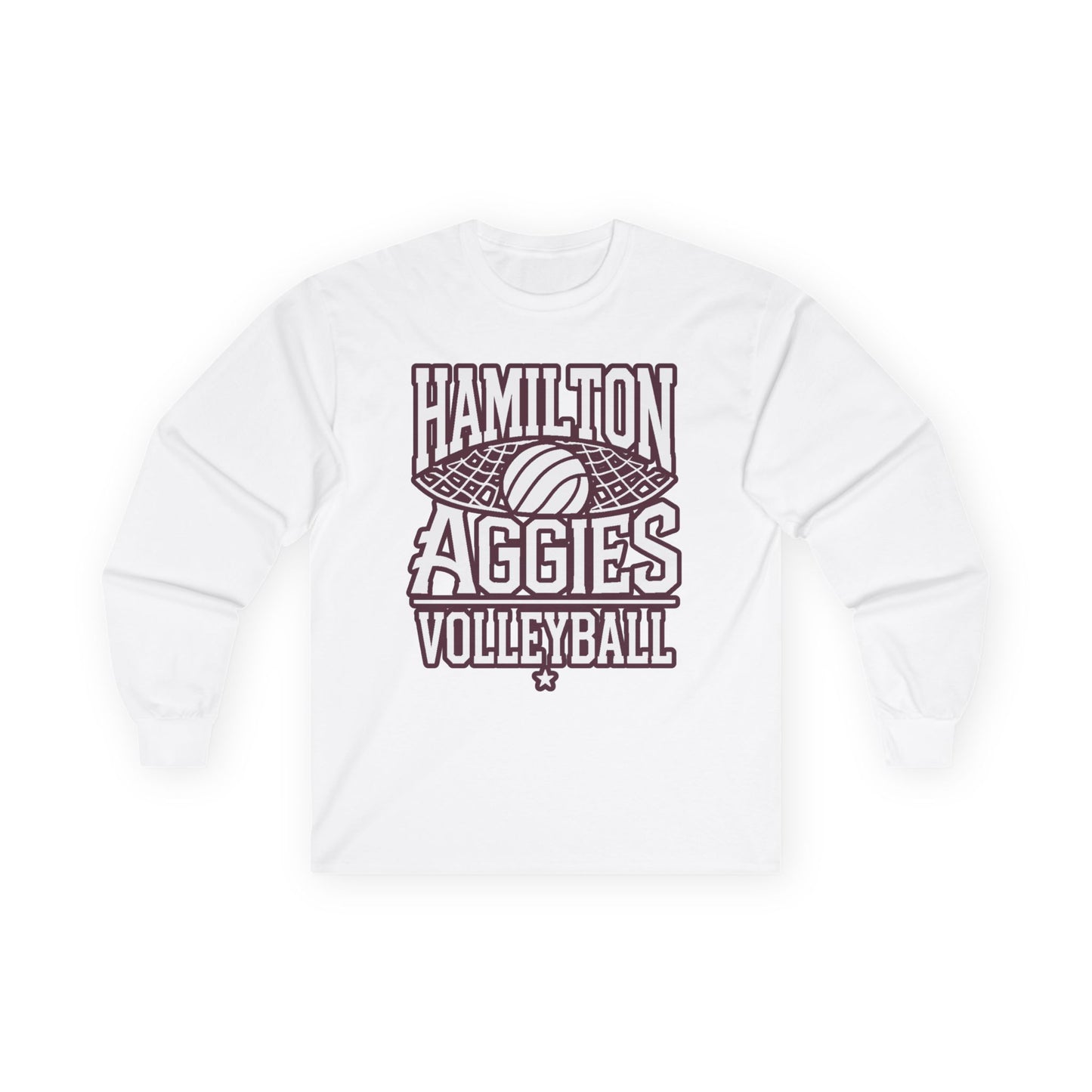 Adult Long Sleeve Tee \ Hamilton Aggies Volleyball \ HAV2