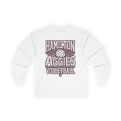 Adult Long Sleeve Tee \ Hamilton Aggies Volleyball \ HAV2