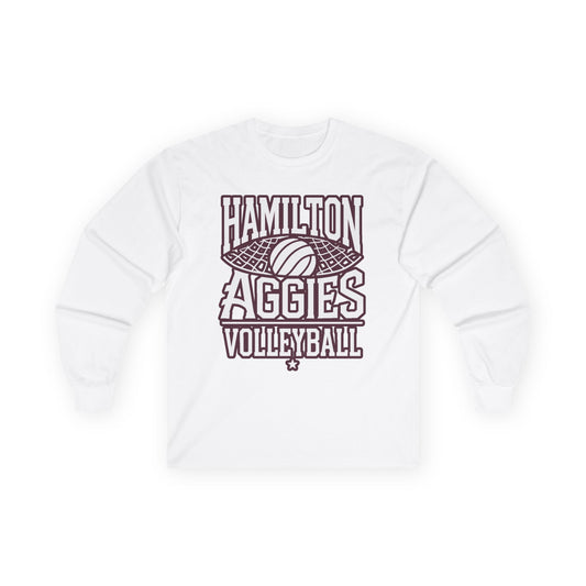 Adult Long Sleeve Tee \ Hamilton Aggies Volleyball \ HAV2