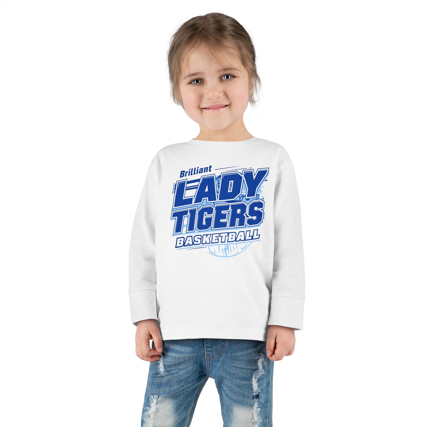 Toddler Long Sleeve Tee \ Brilliant Tigers Basketball \ BTBKG2