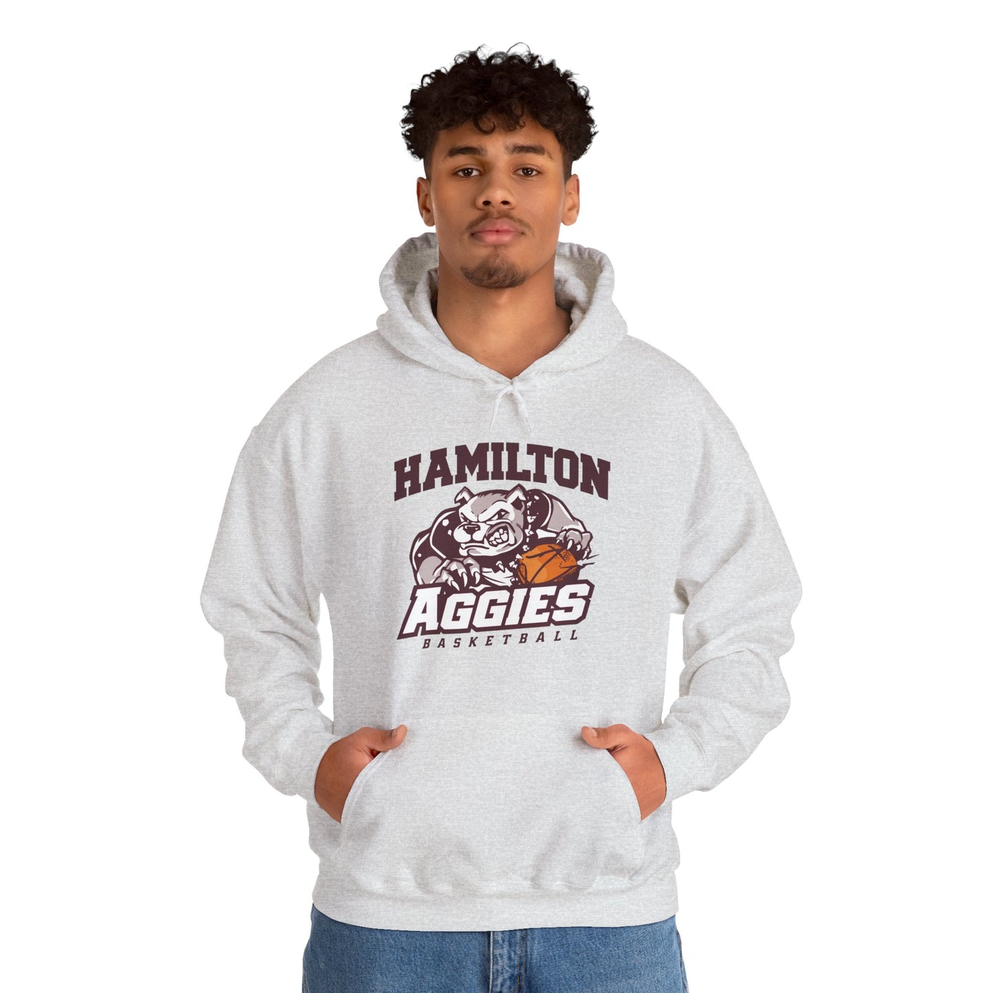 Adult Hoodie Sweatshirt \ Hamilton Aggies Basketball \ HABB1