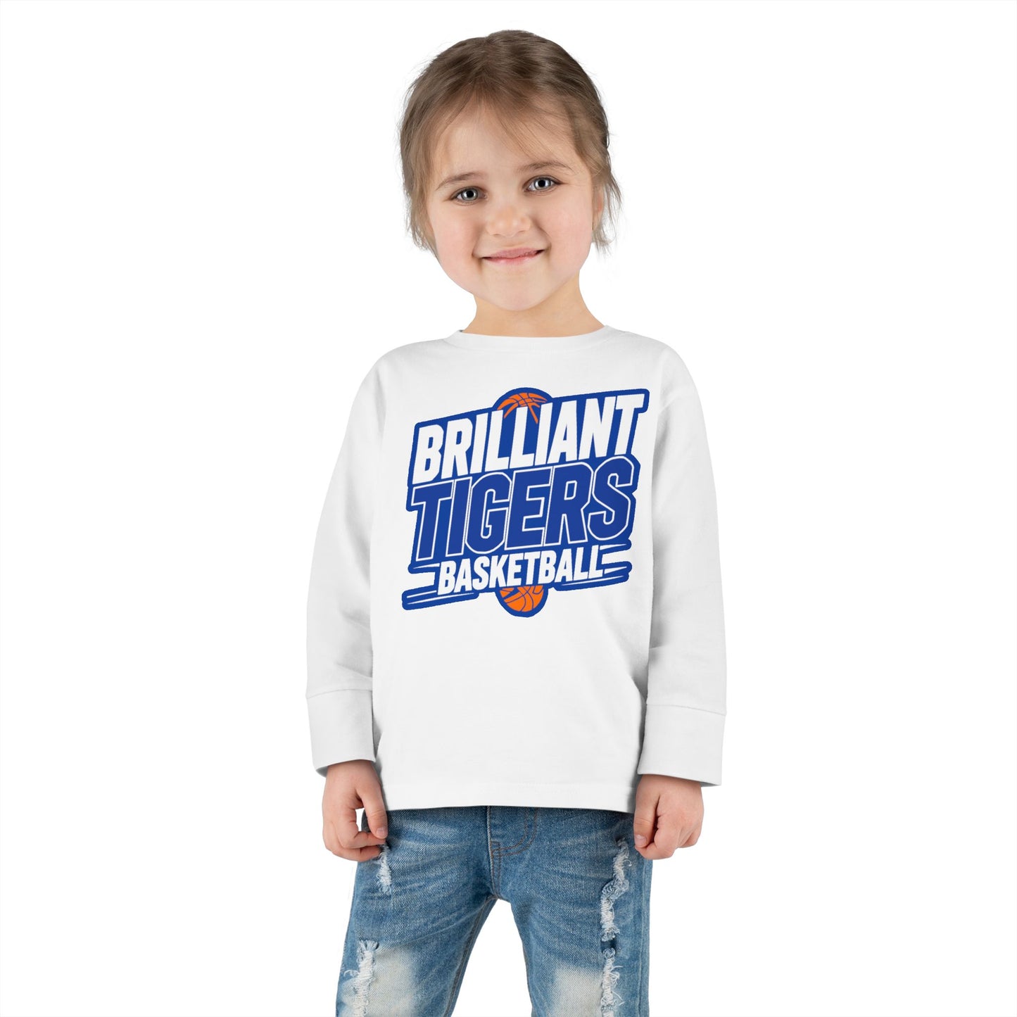 Toddler Long Sleeve Tee \ Brilliant Tigers Basketball \ BTBK1