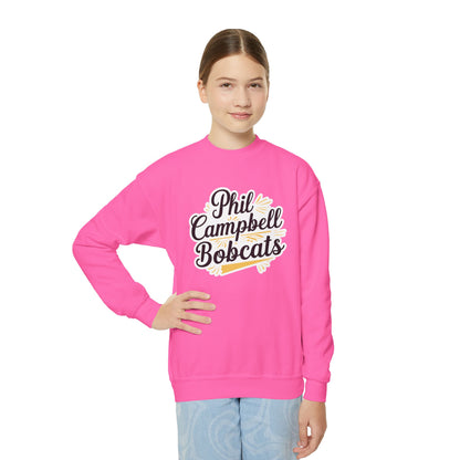 Youth Crewneck Sweatshirt — "Phil Campbell Bobcats" School Spirit Pullover