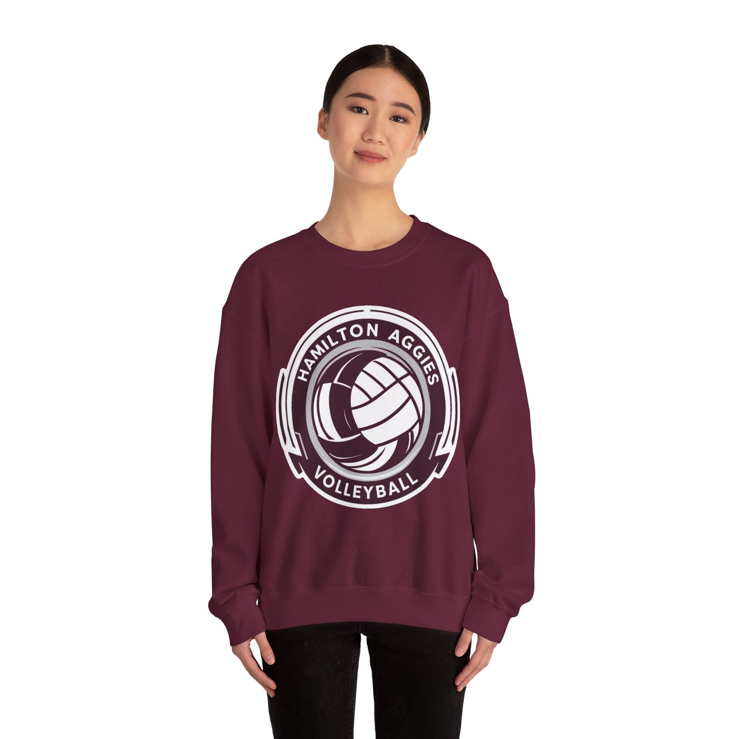 Adult Crewneck Sweatshirt \ Hamilton Aggies Volleyball \ HAV1
