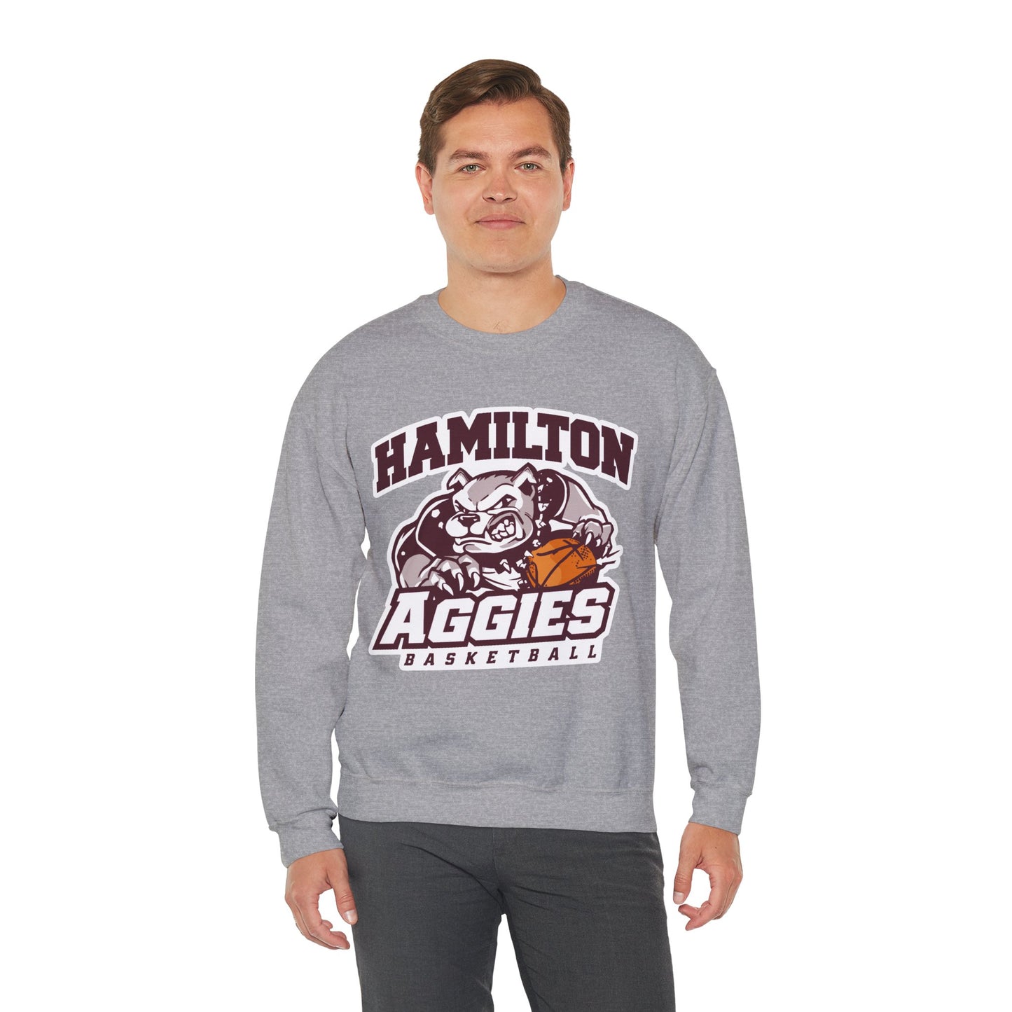 Adult Crewneck Sweatshirt \ Hamilton Aggies Basketball \ HABB1