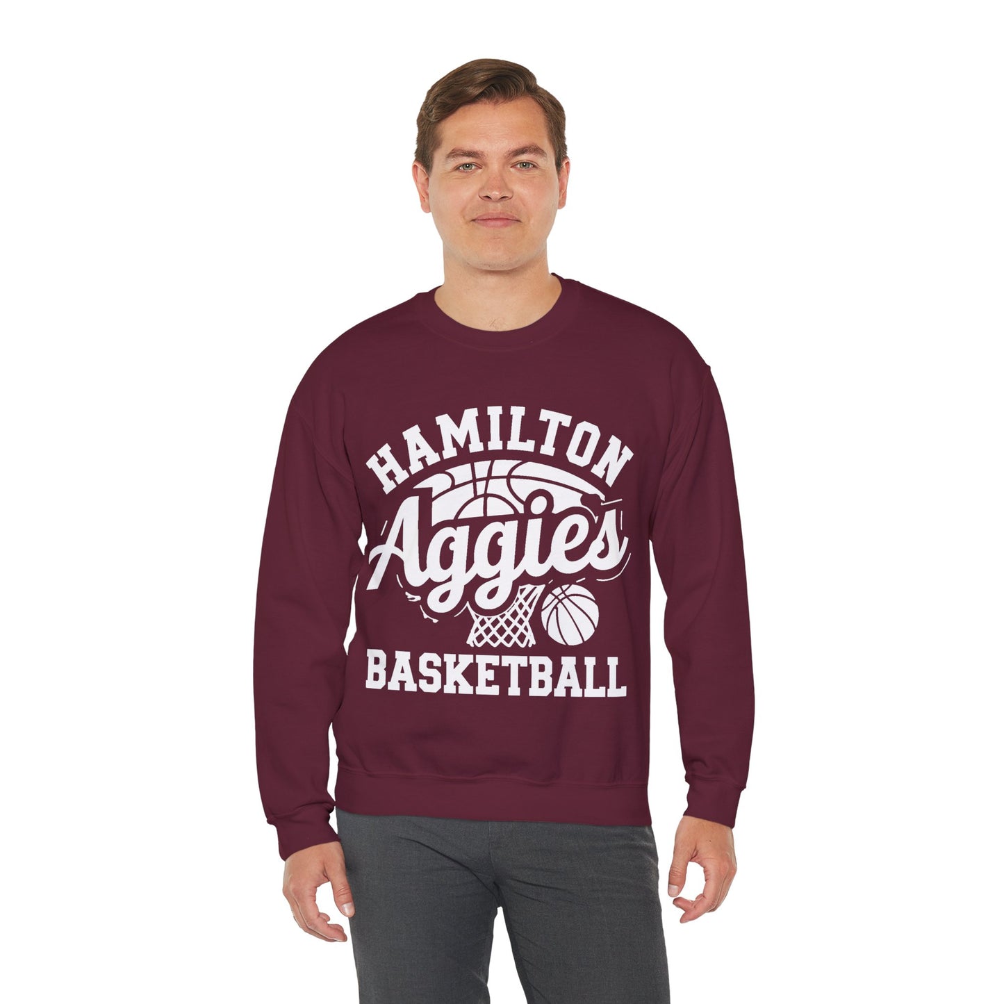 Adult Crewneck Sweatshirt \ Hamilton Aggies Basketball \ HABBG1
