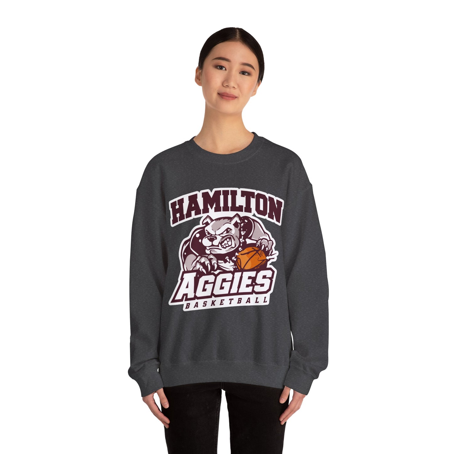 Adult Crewneck Sweatshirt \ Hamilton Aggies Basketball \ HABB1