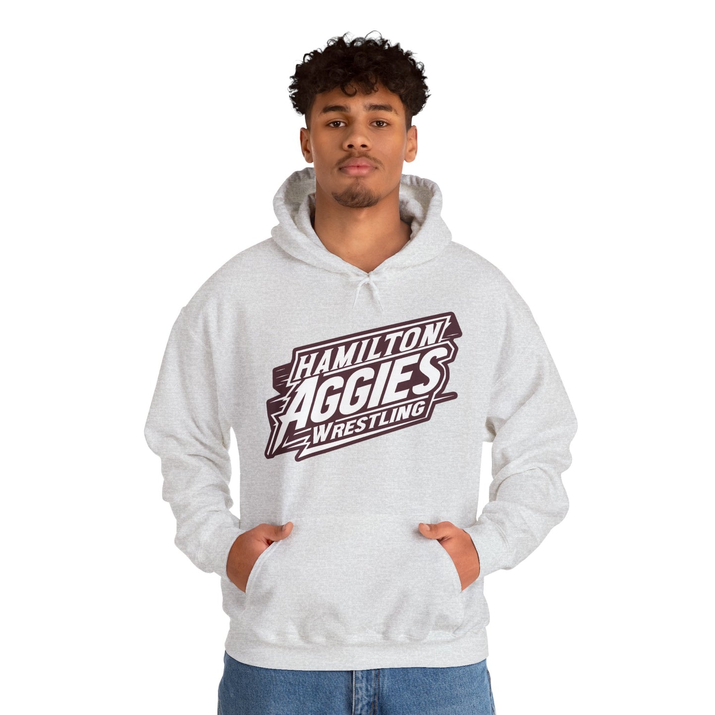 Adult Hoodie Sweatshirt \ Hamilton Aggies Wrestling \ HAW1
