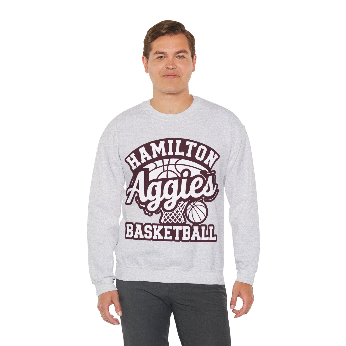 Adult Crewneck Sweatshirt \ Hamilton Aggies Basketball \ HABBG1