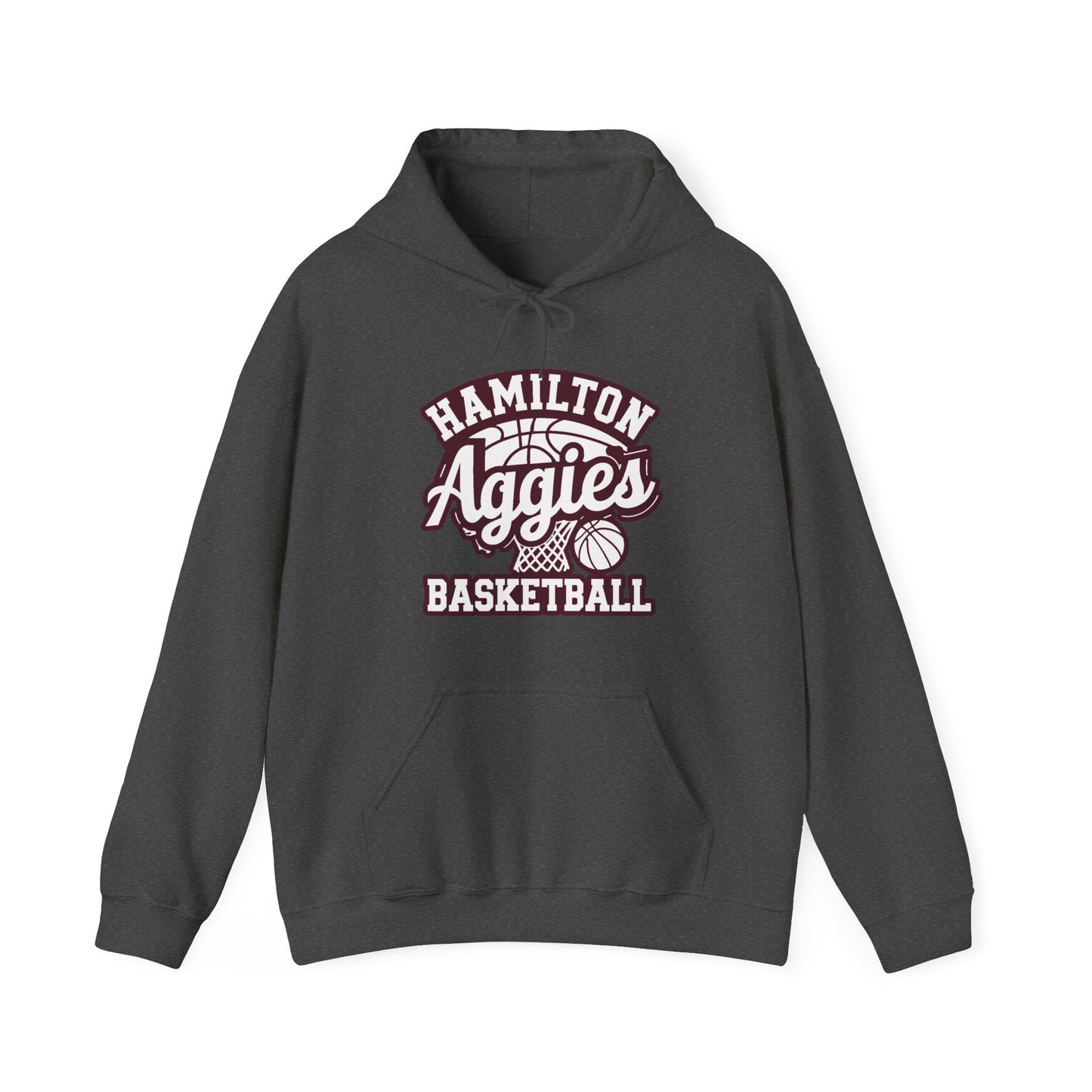 Adult Hoodie Sweatshirt \ Hamilton Aggies Basketball \ HABBG1
