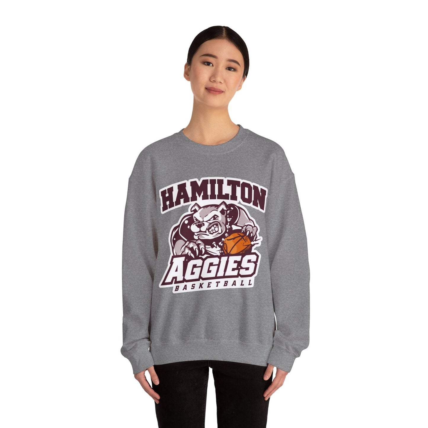 Adult Crewneck Sweatshirt \ Hamilton Aggies Basketball \ HABB1