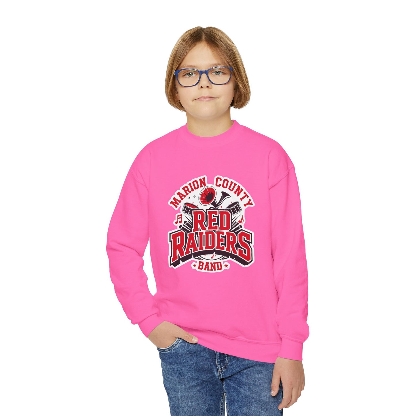 Youth Crewneck Sweatshirt \ Marion County Red Raiders Band \ MCB2