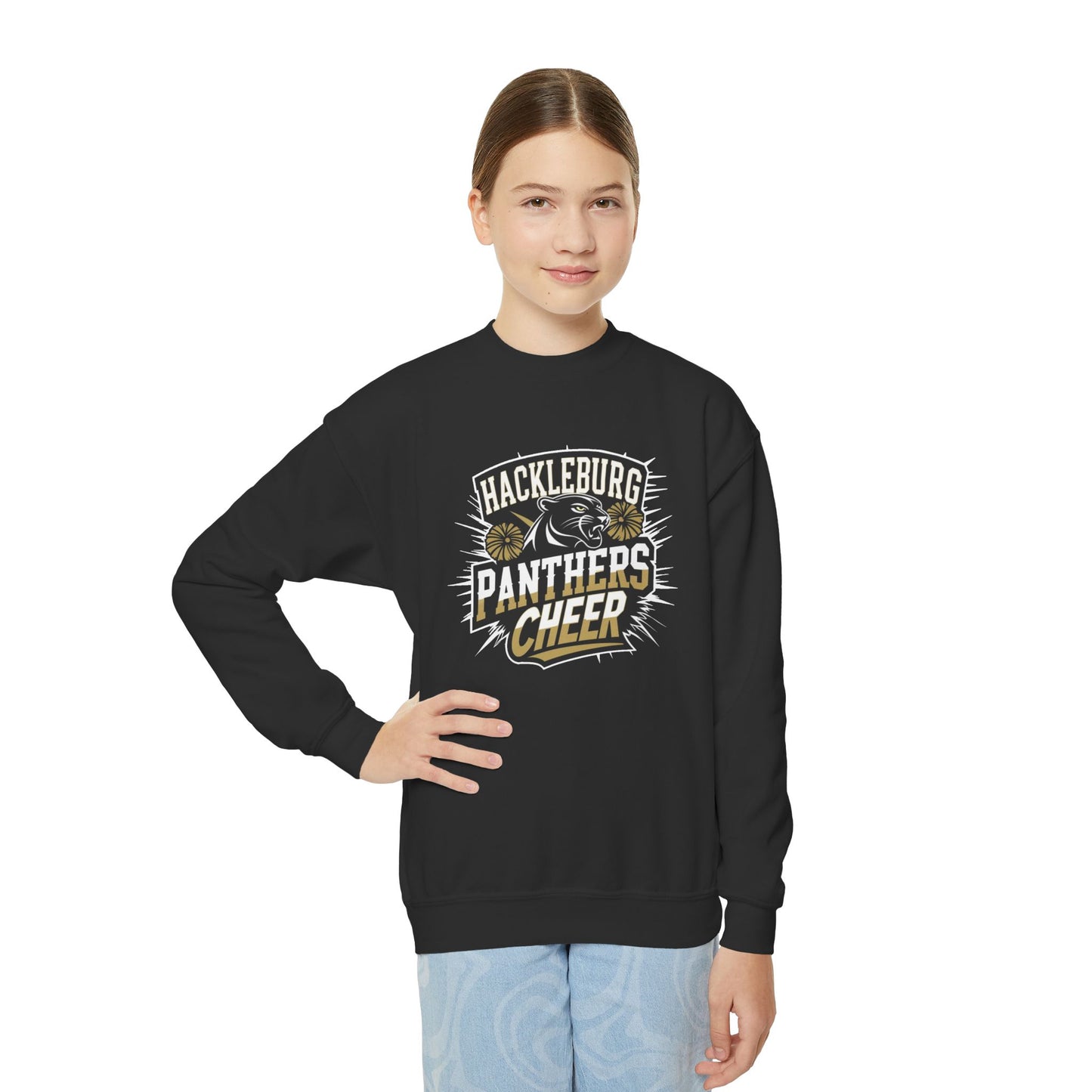 Youth Crewneck Sweatshirt \ Hackleburg Panthers Cheer \ HPC1