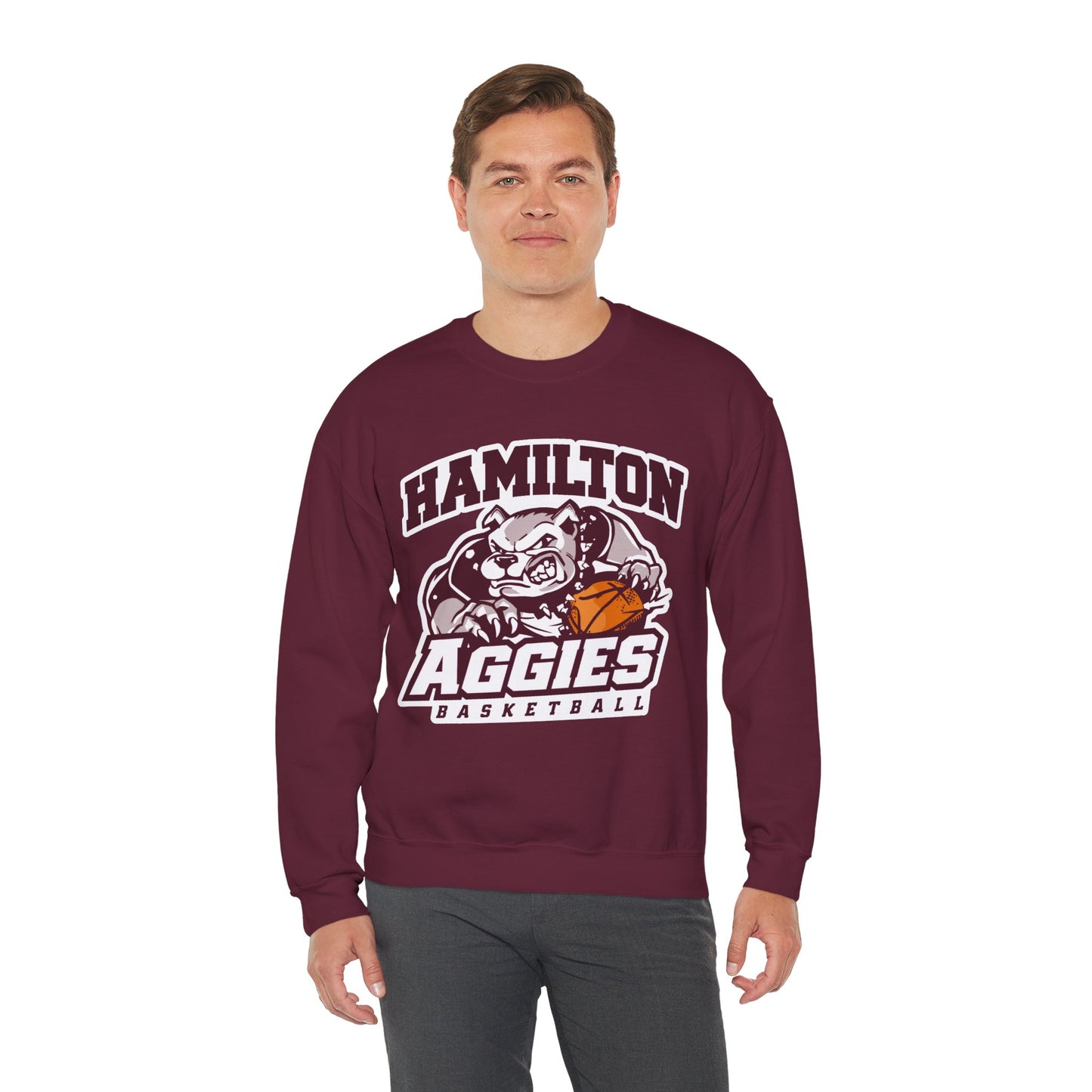 Adult Crewneck Sweatshirt \ Hamilton Aggies Basketball \ HABB1