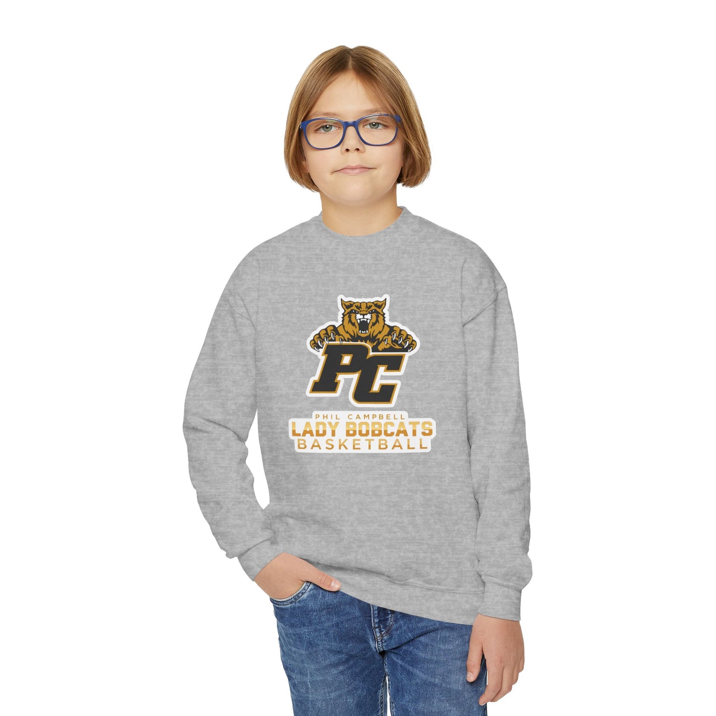 Youth Crewneck Sweatshirt \ Phil Campbell Bobcats Basketball \ PCBBKG1