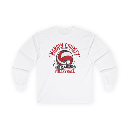 Adult Long Sleeve Tee \ Marion County Red Raiders Volleyball \ MCV1