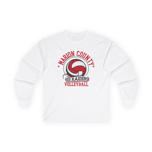 Adult Long Sleeve Tee \ Marion County Red Raiders Volleyball \ MCV1