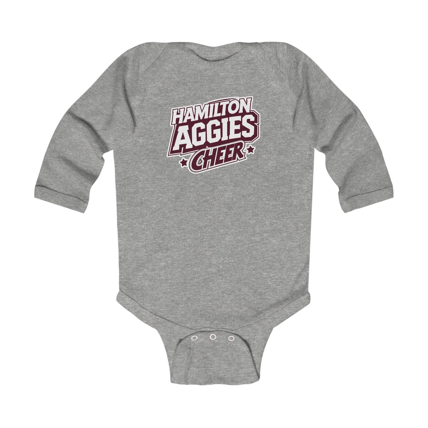 Long Sleeve Baby Bodysuit \ Hamilton Aggies Cheer \ HAC1
