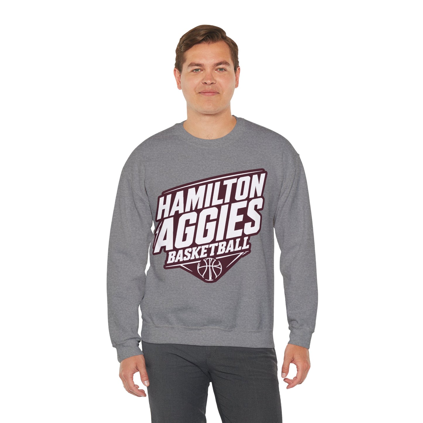 Adult Crewneck Sweatshirt \ Hamilton Aggies Basketball \ HABB2
