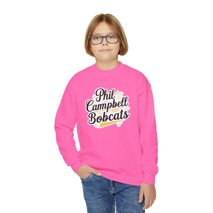Youth Crewneck Sweatshirt — "Phil Campbell Bobcats" School Spirit Pullover