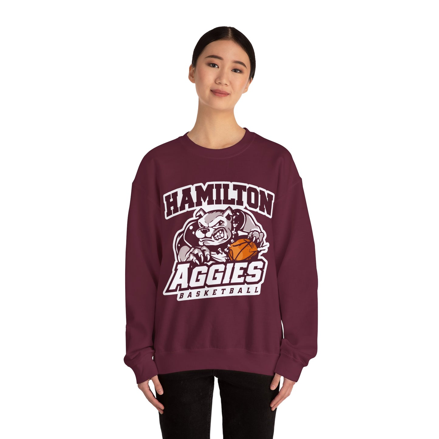 Adult Crewneck Sweatshirt \ Hamilton Aggies Basketball \ HABB1