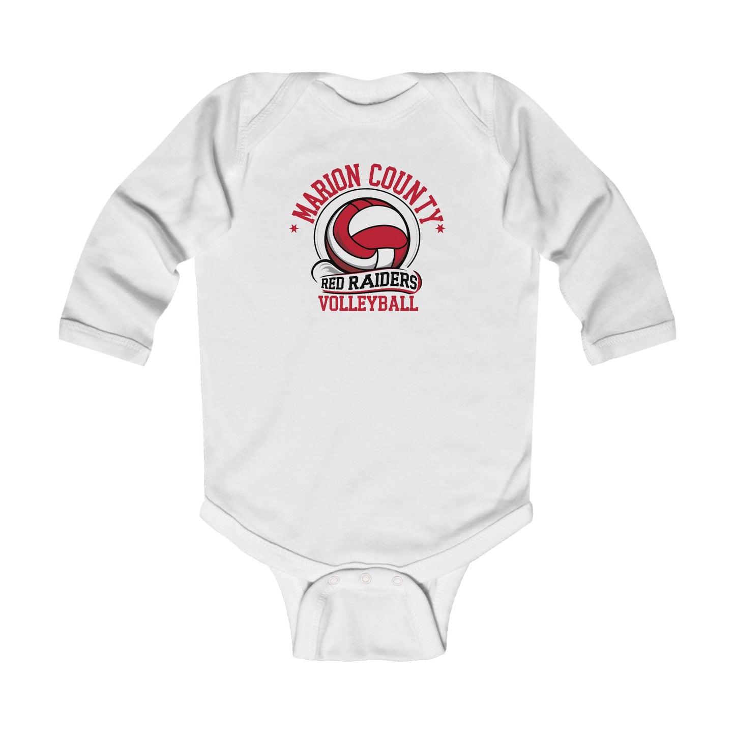 Long Sleeve Baby Bodysuit \ Marion County Red Raiders Volleyball \ MCV1
