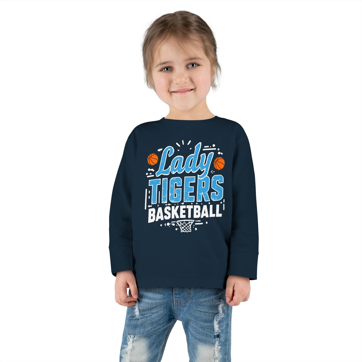 Toddler Long Sleeve Tee \ Brilliant Tigers Basketball \ BTBKG1
