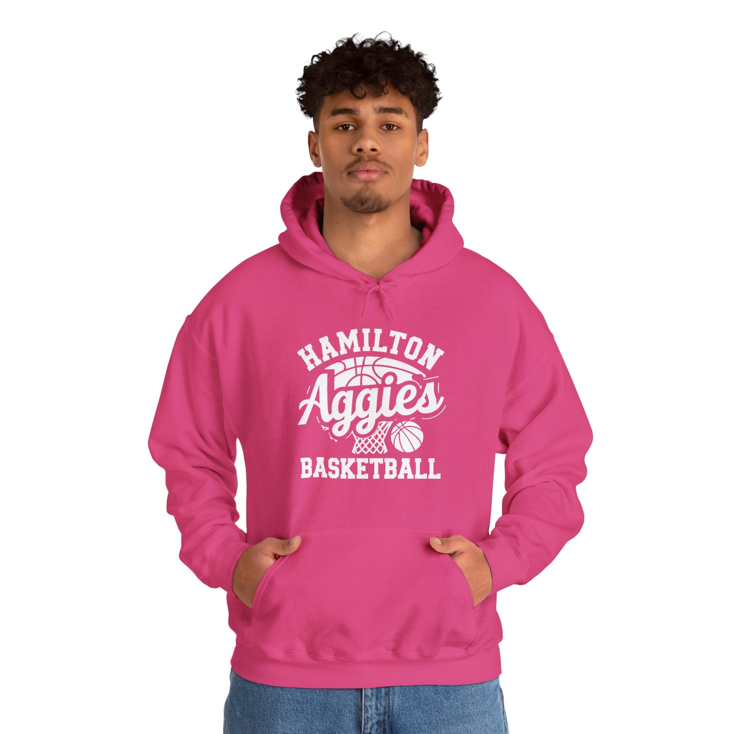Adult Hoodie Sweatshirt \ Hamilton Aggies Basketball \ HABBG1