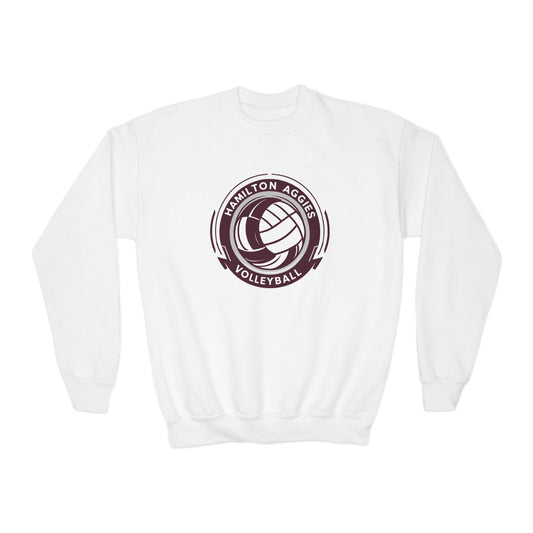 Youth Crewneck Sweatshirt \ Hamilton Aggies Volleyball \ HAV1