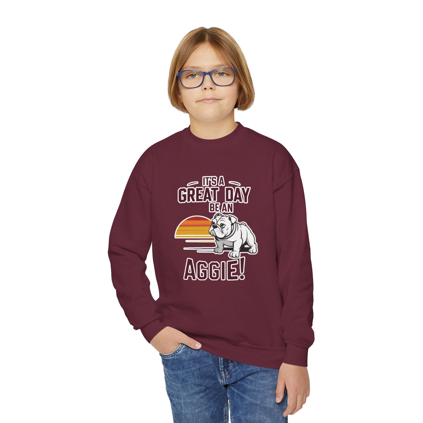 Youth Crewneck Sweatshirt \ It's a Great Day to be an Aggie! \ GDA3