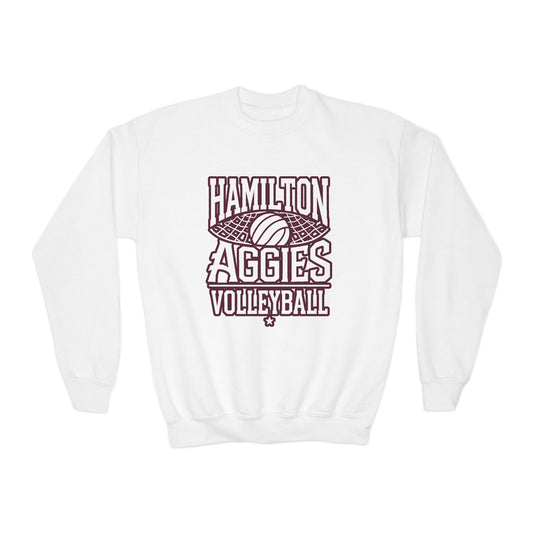 Youth Crewneck Sweatshirt \ Hamilton Aggies Volleyball \ HAV2