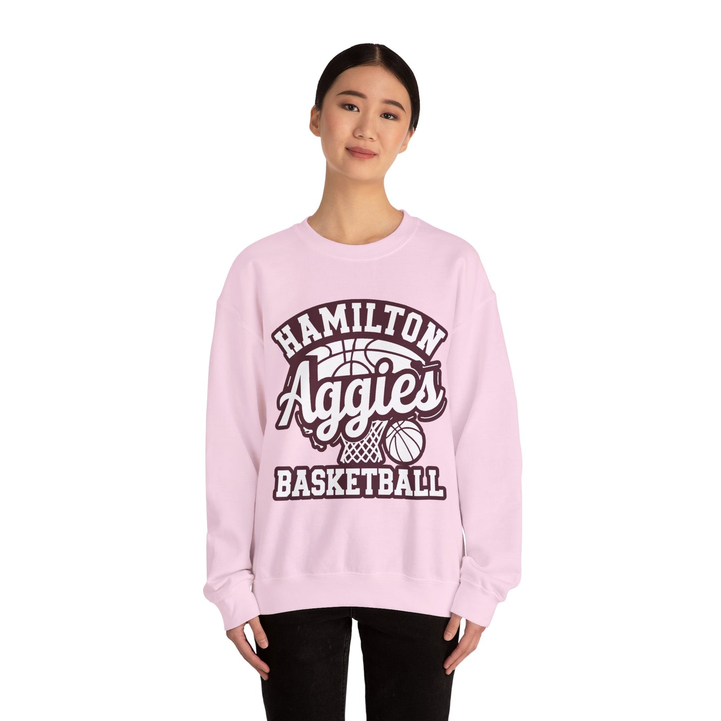 Adult Crewneck Sweatshirt \ Hamilton Aggies Basketball \ HABKG1