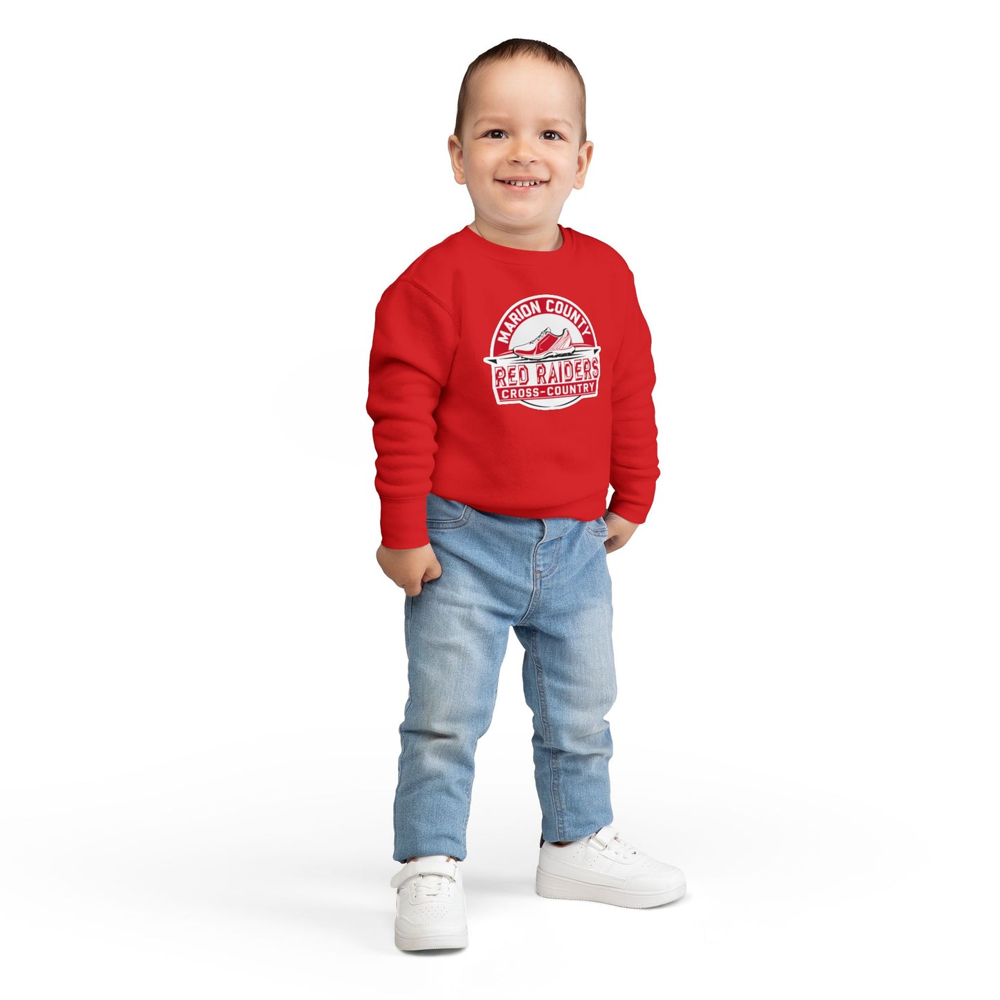 Toddler Crewneck Sweatshirt \ Marion County Red Raiders Cross-Country \ MCCC1