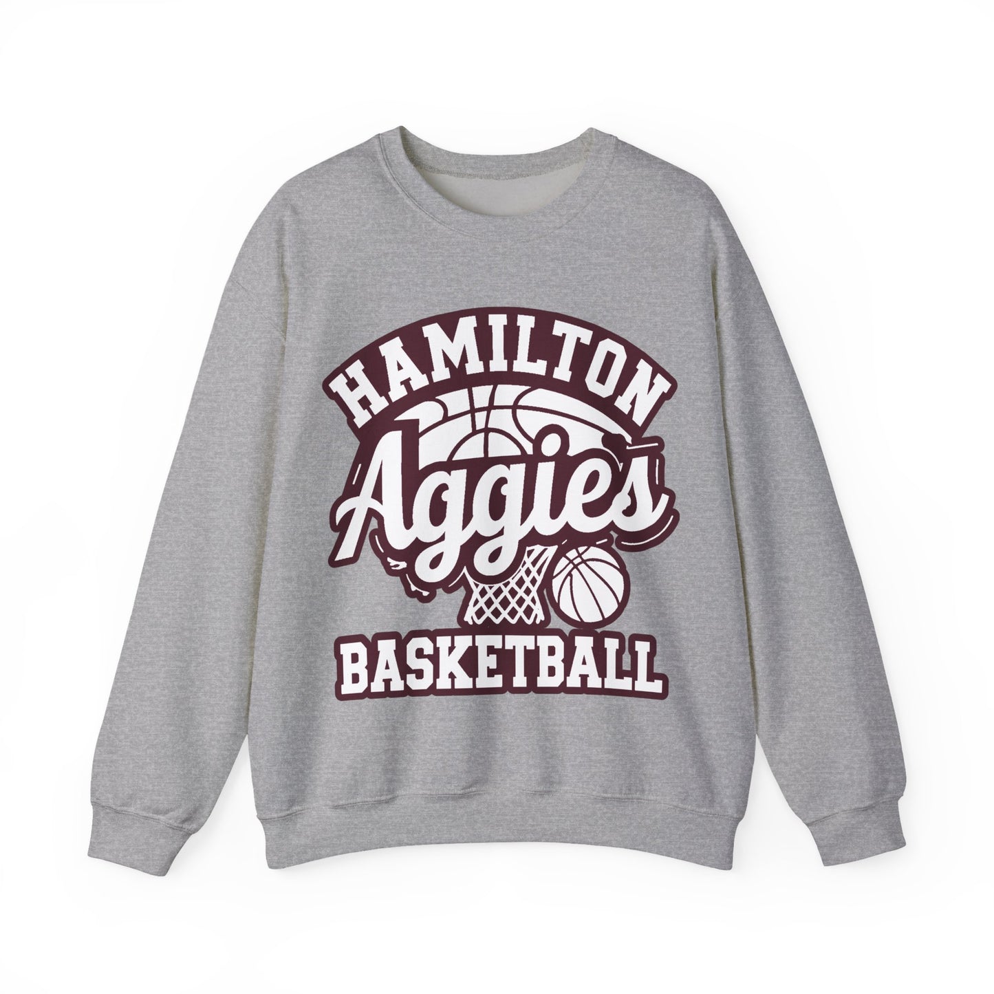 Adult Crewneck Sweatshirt \ Hamilton Aggies Basketball \ HABBG1