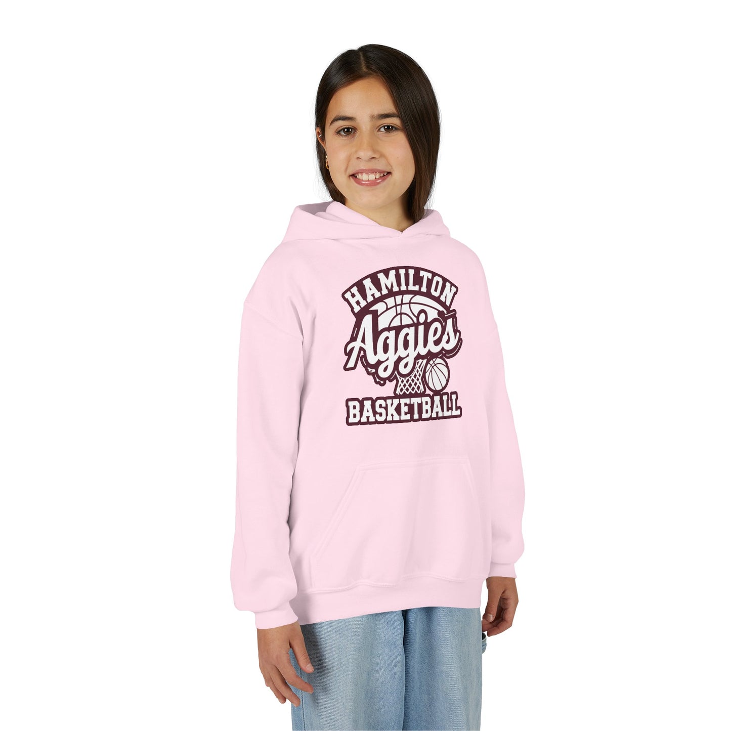 Youth Hoodie Sweatshirt \ Hamilton Aggies Basketball \ HABBG1