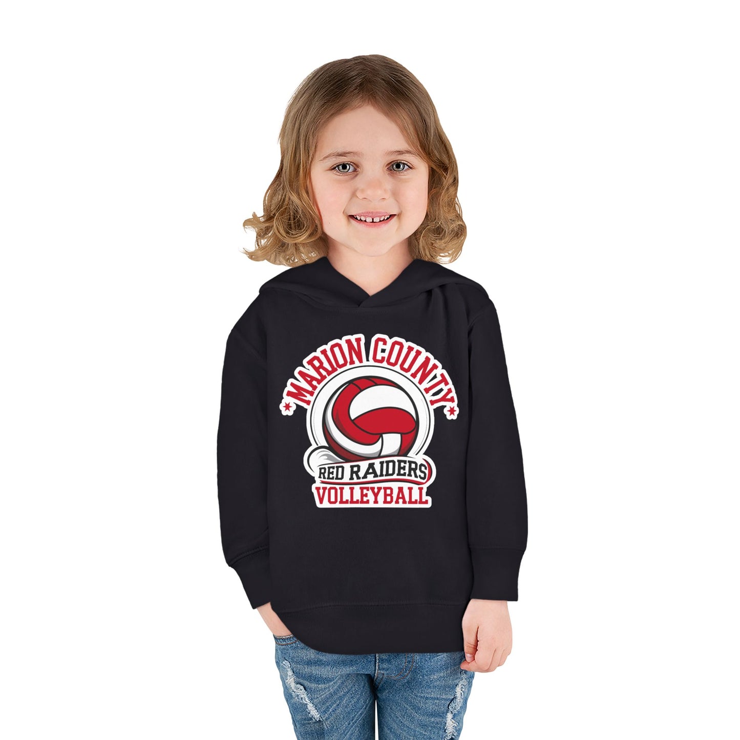 Toddler Hoodie Sweatshirt \ Marion County Red Raiders Volleyball \ MCV1