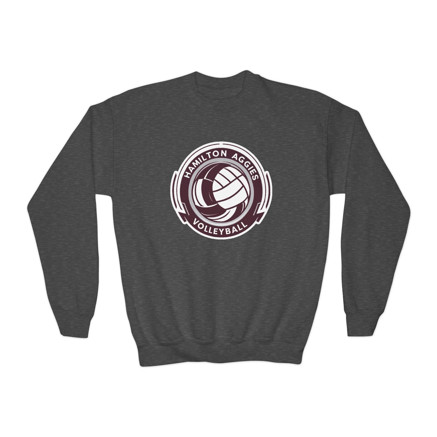Youth Crewneck Sweatshirt \ Hamilton Aggies Volleyball \ HAV1