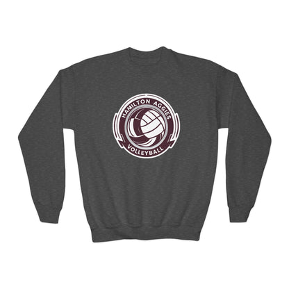 Youth Crewneck Sweatshirt \ Hamilton Aggies Volleyball \ HAV1
