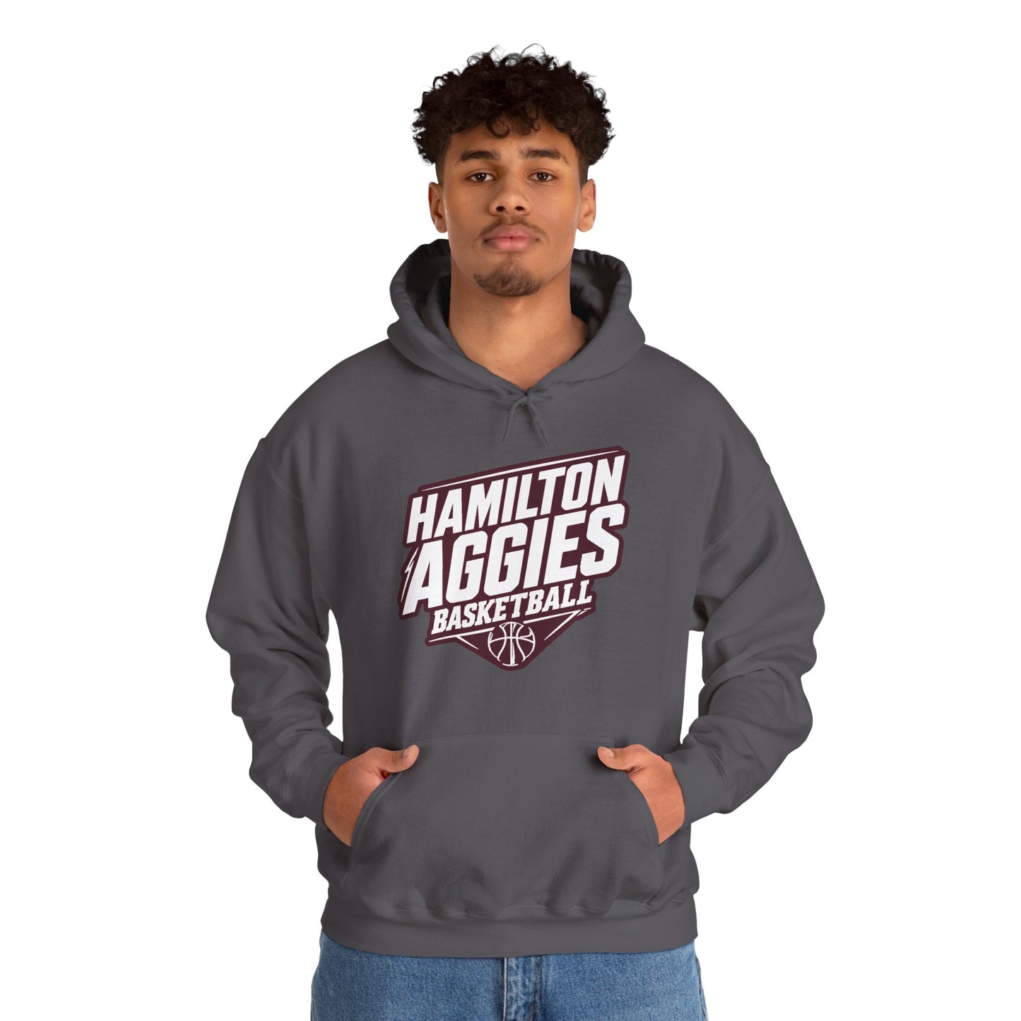 Adult Hoodie Sweatshirt \ Hamilton Aggies Basketball \ HABB2