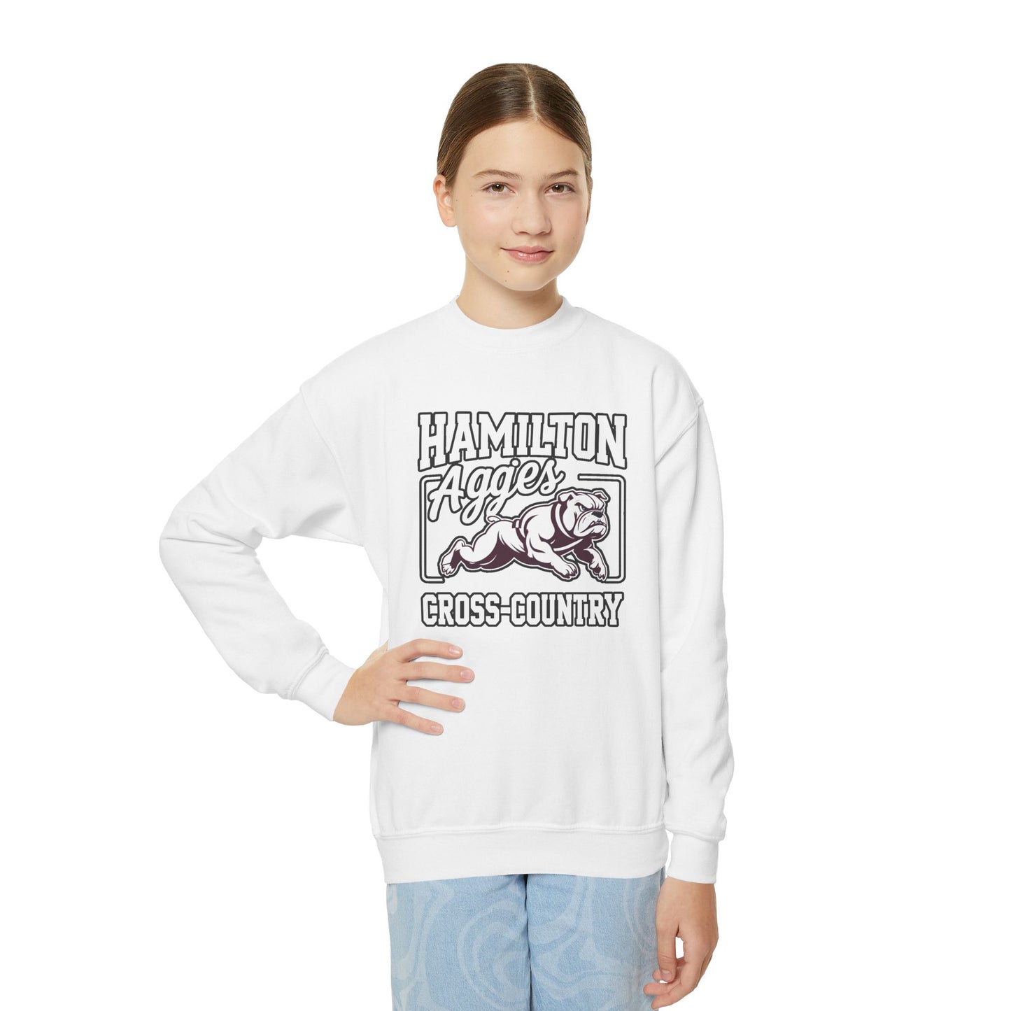 Youth Crewneck Sweatshirt \ Hamilton Aggies Cross-Country \ HCC2