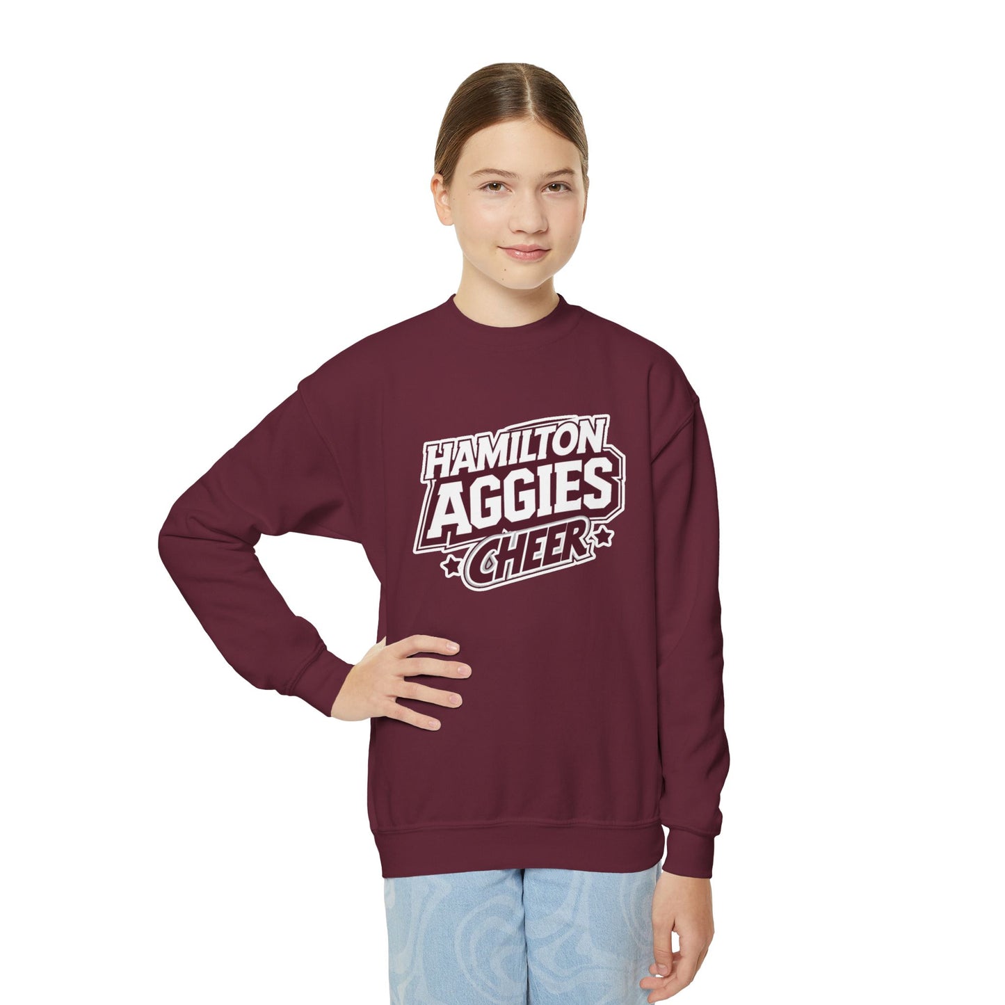 Youth Crewneck Sweatshirt \ Hamilton Aggies Cheer \ HAC1