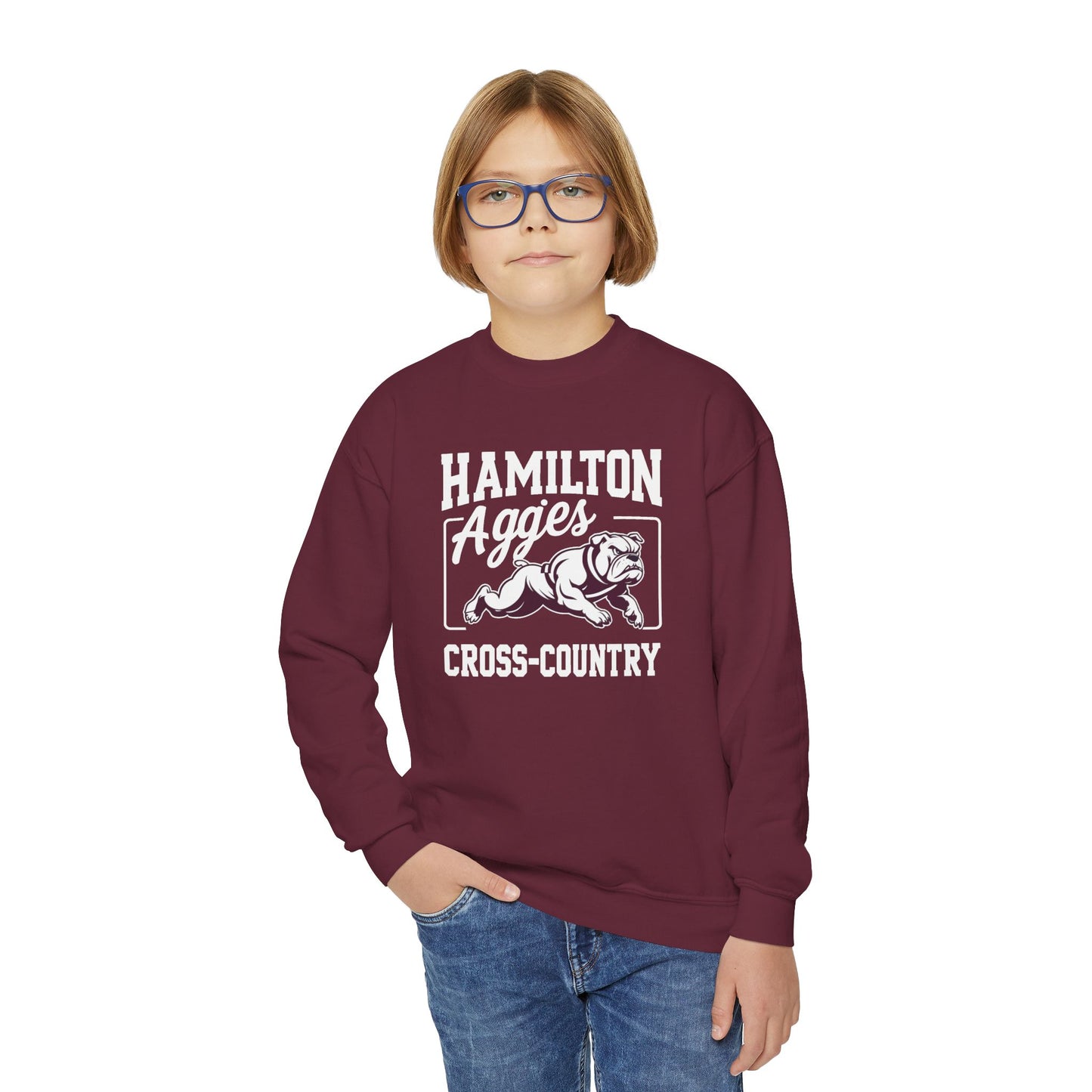 Youth Crewneck Sweatshirt \ Hamilton Aggies Cross-Country \ HCC2