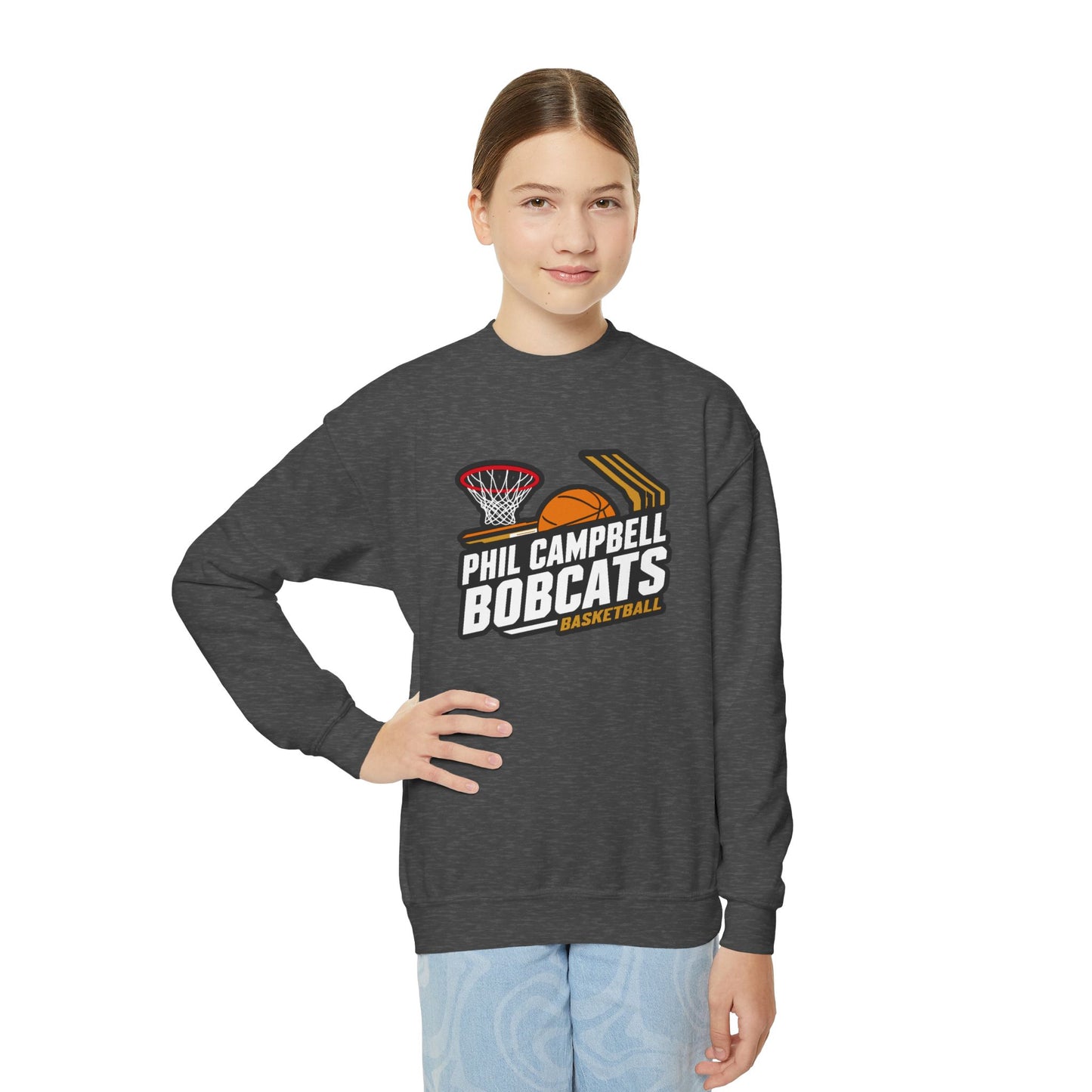Youth Crewneck Sweatshirt \ Phil Campbell Bobcats Basketball \ PCBBK1