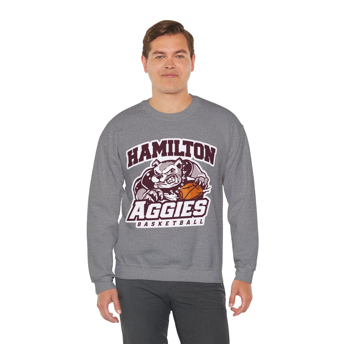 Adult Crewneck Sweatshirt \ Hamilton Aggies Basketball \ HABB1
