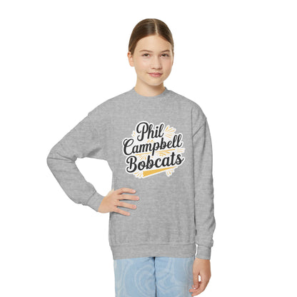 Youth Crewneck Sweatshirt — "Phil Campbell Bobcats" School Spirit Pullover