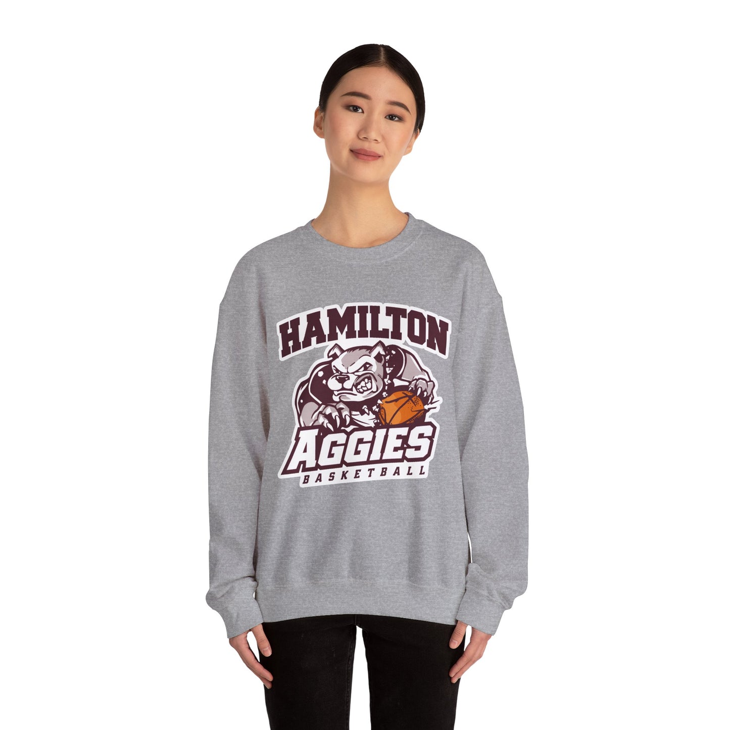 Adult Crewneck Sweatshirt \ Hamilton Aggies Basketball \ HABK1