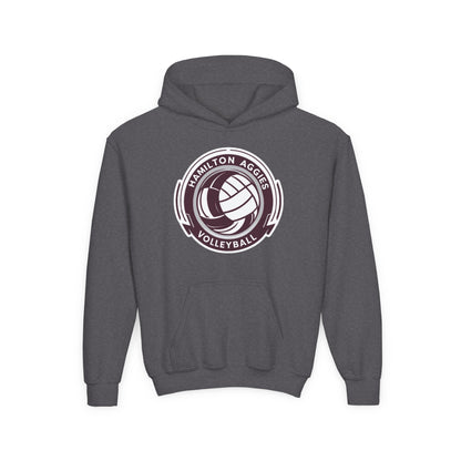 Youth Hoodie Sweatshirt \ Hamilton Aggies Volleyball \ HAV1