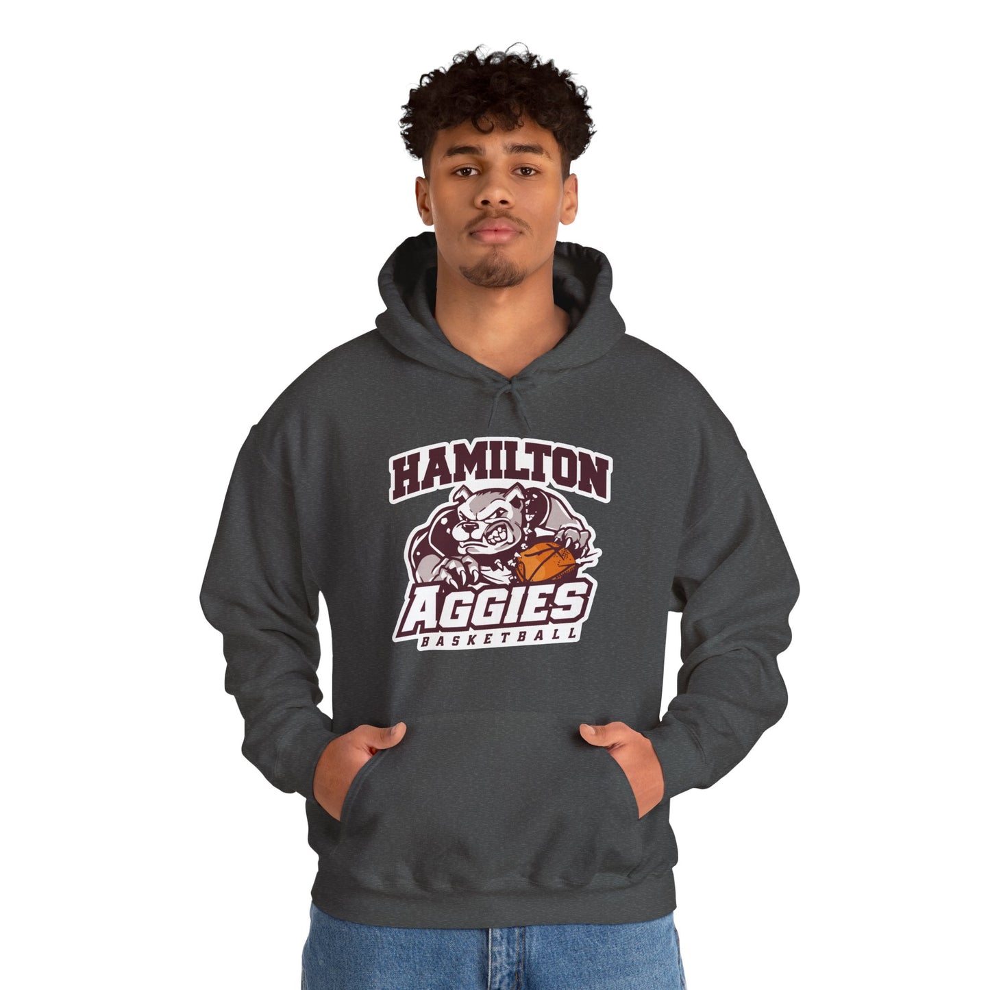 Adult Hoodie Sweatshirt \ Hamilton Aggies Basketball \ HABB1
