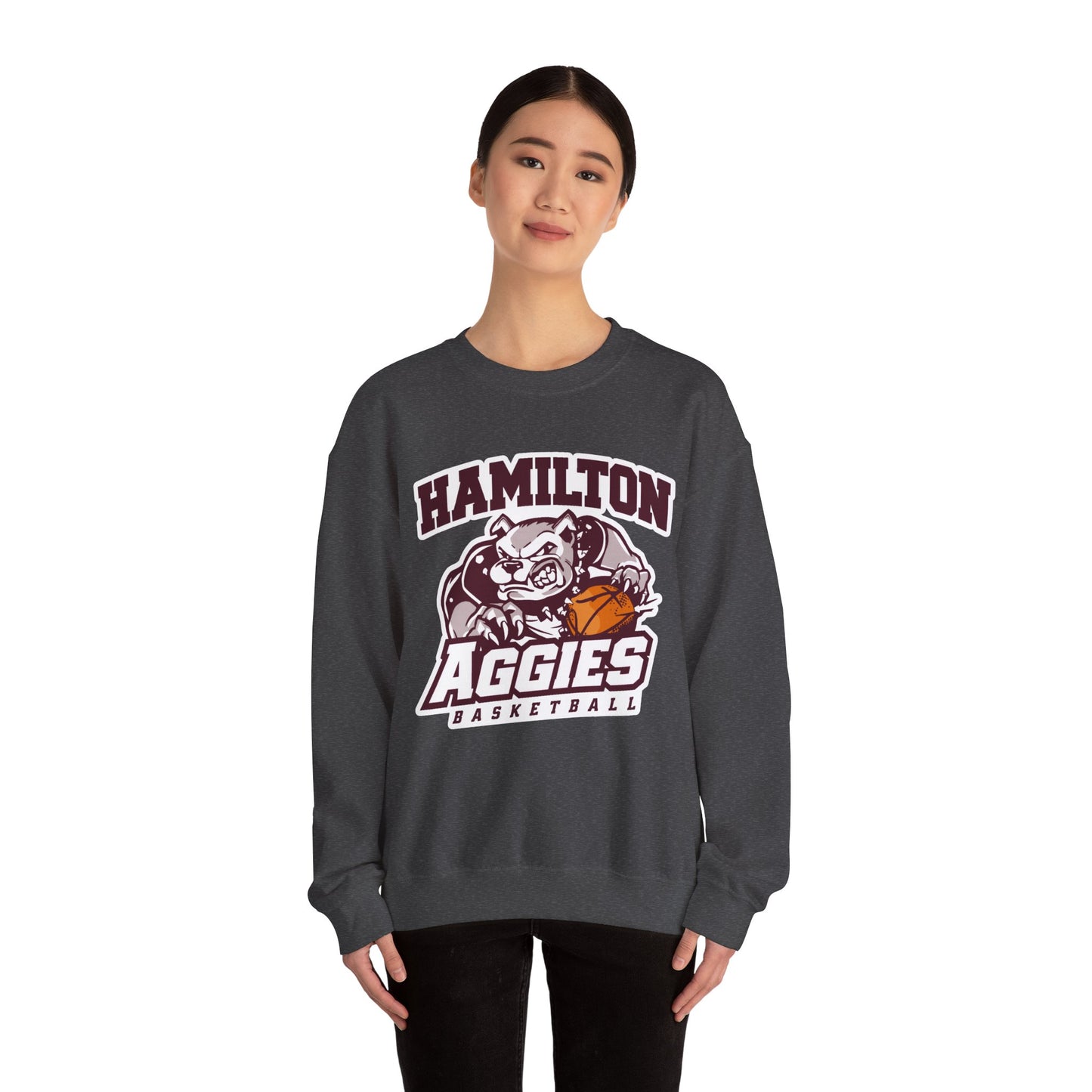 Adult Crewneck Sweatshirt \ Hamilton Aggies Basketball \ HABK1